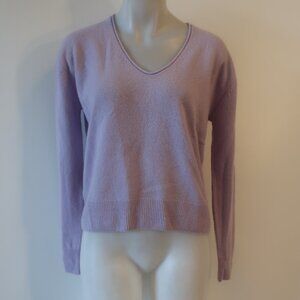 Womens Naked Cashmere Lavender V- Rolled Neck Cashmere Pullover Sweater XS